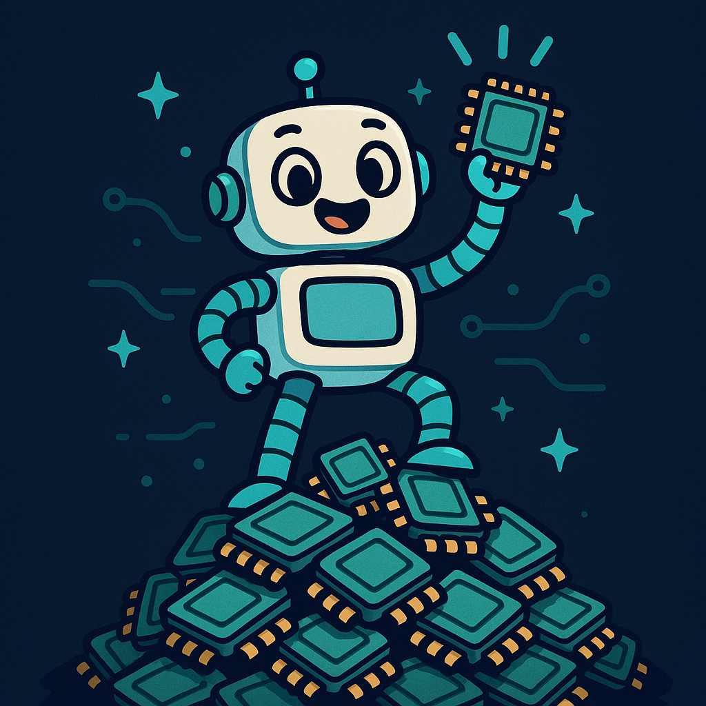 A bold robot championing the rise of Tenstorrent's AI chips.